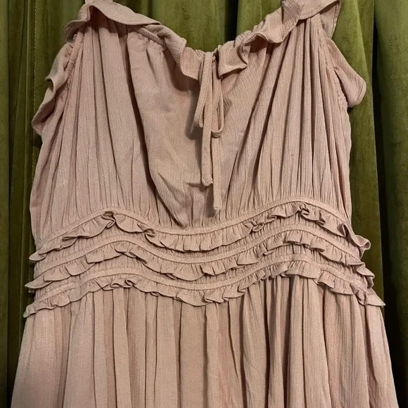 Torrid 2 Dusty Rose/Pink Ruffled Midi Dress - Picture 2 of 5